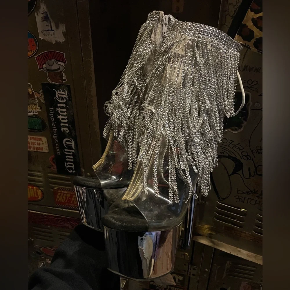 Worn Rhinestone Fringe Pleaser Boot - Picture 3 of 6